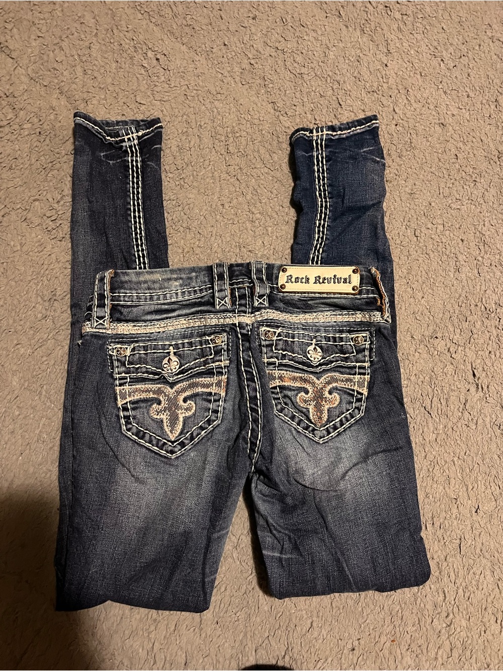 Rock Revival Dark Indigo Embroidered Skinny Jeans
